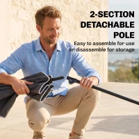 Outsunny 6.5x4ft Rectangle Patio Umbrella Aluminum Tilt Adjustable Garden Parasol Sun Shade Outdoor Canopy Grey(m-7)