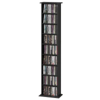 HOMCOM 9-Tier DVD Shelf with 7 Adjustable Shelves, Slim CD Shelf, Holds 252 CDs, 147 DVDs or 189 Blu-rays, Black(m-2)