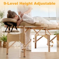 HOMCOM Height Adjustable Professional Salon Spa Facial Couch Bed, Portable Folding Massage Table, Light Brown(m-4)