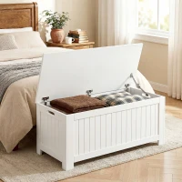 HOMCOM Large Storage Box Storage Trunk Cabinet Container with Lid and 2 Safety Hinges, White(m-1)