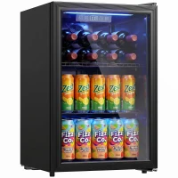 HOMCOM 2.4 Cu.Ft Beverage Refrigerator, 70 Can Beverage Fridge Cooler with Double-Layer Glass Door(m-2)