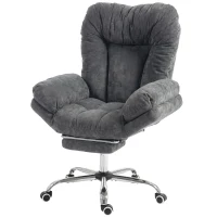 HOMCOM Criss Cross Chair with Wheels, Waterfall Armrests, Overstuffed Wide Office Chair with Footrest, Dark Grey(m-2)