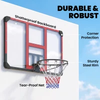 Soozier Wall Mounted Basketball Hoop with Shatter-Resistant Backboard, Solid Rim and All-Weather Net for Indoor and Outdoor Use(m-5)