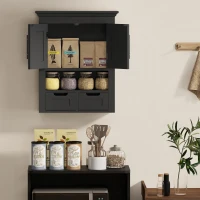 kleankin Bathroom Wall Cabinet, Medicine Cabinet, Toilet Storage Cabinet with Shelf for Living Room and Entryway, Black(m-7)