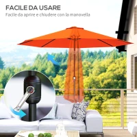 Outsunny 10' x 8' Round Market Umbrella, Patio Umbrella with Crank Handle and Tilt, Outdoor Parasol for Garden, Orange(m-4)