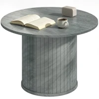 HOMCOM Round Coffee Table, 24" Center Table, Cement Grey(m-9)