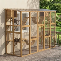 PawHut Catio Playground Cat Window Box Outside Enclosure for Multiple Cats w/ Shelves & Bridges, Yellow(m-9)