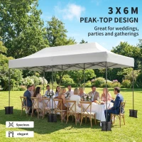 Outsunny 10 x 20 ft Pop Up Canopy Tent, Heavy Duty UPF50+ Outdoor Portable Instant Canopy Shelter with Wheeled Bag, White(m-9)