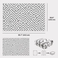Outsunny Reversible Outdoor RV Rug, Patio Floor Mat, 5' x 8' Plastic Straw Rug for Backyard, Deck, Beach, Camping, Grey & White(m-3)
