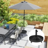 Outsunny Round Umbrella Base with Wheels, Cement-Filled 55 lbs Parasol Stand, Black - Great for Garden and Patio(m-8)