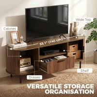 HOMCOM TV Stand for TVs up to 60", Modern Entertainment Center with Curved Sliding Doors and Storage, Brown(m-5)