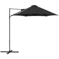Outsunny 8.5FT Offset Patio Umbrella 360° Rotation Cantilever Parasol Outdoor Cantilever Roma Parasol Φ100.8" x 96.5"H Black(m-9)