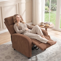 HOMCOM Corduroy Home Theater Seating, Push Back Recliner Chair with Padded Seat for Living Room, Brown