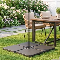Outsunny Set of 4 Parasol Base Stand Weights for Banana Hanging Cantilever Umbrella, Can Be Filled with Sand or Water, Black(m-8)