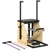 Soozier Pilates Chair, Wunda Chair with Resistance Bands, Wheels, Adjustable Handles & Springs, Wooden Pilates Reformer Machine(m-13)