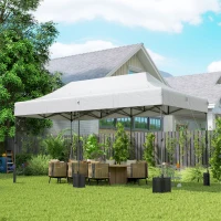 Outsunny 10 x 20 ft Pop Up Canopy Tent, Heavy Duty UPF50+ Outdoor Portable Instant Canopy Shelter with Wheeled Bag, White(m-5)