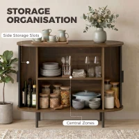 HOMCOM Sideboard Buffet Cabinet with Curved Tambour Doors and Storage, Brown Wood Grain(m-5)