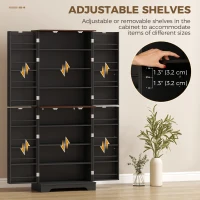 HOMCOM 166 cm Kitchen Pantry Cabinet Adjustable Shelves Tall Storage Cabinet Door Shelves 8 Shelves Brown Black(m-5)