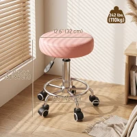 Vinsetto Hydraulic PU Barber Rolling Massage Tattoo Chair, Adjustable Swivel Salon Stool, Pink(m-3)