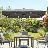 Outsunny 6.5x4ft Rectangle Patio Umbrella Aluminum Tilt Adjustable Garden Parasol Sun Shade Outdoor Canopy Grey(m-8)
