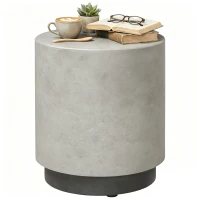 HOMCOM Lightweight Accent Table with Concrete Finish, Round Side Table with 4 Adjustable Feet for Indoor, Outdoor, Gray(m-11)