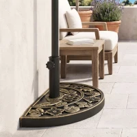 Outsunny 20 lbs Resin Half Round Patio Umbrella Base 20" Outdoor Decorative Parasol Stand Holder For Φ1.5", Φ1.9" Pole, Bronze(m-9)
