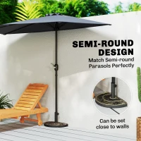 Outsunny 20 lbs Resin Half Round Patio Umbrella Base 20" Outdoor Decorative Parasol Stand Holder For Φ1.5", Φ1.9" Pole, Bronze(m-6)