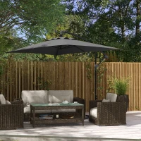 Outsunny 3(m) patio offset umbrella, with Cross Base - Dark Grey(m-8)