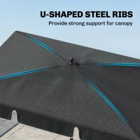 Outsunny 6.5x4ft Rectangle Patio Umbrella Aluminum Tilt Adjustable Garden Parasol Sun Shade Outdoor Canopy Grey(m-5)