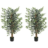 HOMCOM Artificial Tree, Fake Ficus Tree with Leaves, Faux Plant in Nursery Pot for Indoor Decoration(m-9)