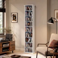 HOMCOM 9-Tier DVD Shelf with 7 Adjustable Shelves, Slim CD Shelf, Holds 252 CDs, 147 DVDs or 189 Blu-rays, White(m-8)
