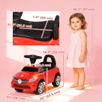 Aosom Kids Ride On Push Car, Foot-to-Floor Walking Sliding Toy Car for Toddler with Under Seat Storage, Music, Headlights Red(m-3)