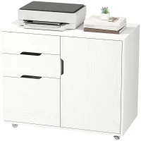 HOMCOM Filing Cabinet with File Drawer File Cabinet with Adjustable Shelf and 3 Drawers White(m-2)