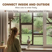 PawHut Catio Playground Cat Window Box Outside Enclosure for Multiple Cats w/ Shelves & Bridges, Coffee Brown(m-4)
