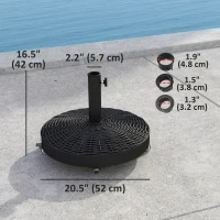 Outsunny Round Umbrella Base with Wheels, Cement-Filled 55 lbs Parasol Stand, Black - Great for Garden and Patio(m-3)