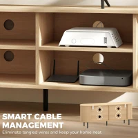 HOMCOM TV Stand for TVs up to 60", Modern Entertainment Center with Curved Sliding Doors, Natural Wood(m-6)