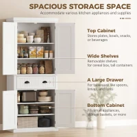 HOMCOM 72" Kitchen Pantry, Freestanding Storage Cabinet with Drawer, Doors, White(m-5)