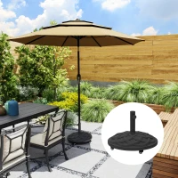 Outsunny Round Patio Umbrella Base with Wheels, 44 lbs Resin Umbrella Stand Base, 1.3"/1.5"/1.9" Umbrella Poles Black(m-1)