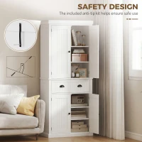 HOMCOM 72" Kitchen Pantry, Freestanding Storage Cabinet with Drawer, Doors, White(m-7)
