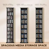 HOMCOM 9-Tier DVD Shelf with 7 Adjustable Shelves, Slim CD Shelf, Holds 252 CDs, 147 DVDs or 189 Blu-rays, Black(m-4)
