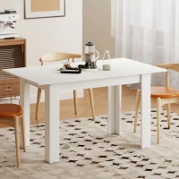 HOMCOM Modern Extendable Dining Table, 55.1 x 31.5 in, for 6-8 People, Expandable Dining Table for Kitchen, White(m-7)