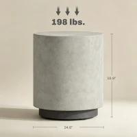 HOMCOM Lightweight Accent Table with Concrete Finish, Round Side Table with 4 Adjustable Feet for Indoor, Outdoor, Gray(m-3)