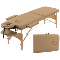 HOMCOM Height Adjustable Professional Salon Spa Facial Couch Bed, Portable Folding Massage Table, Light Brown(m-13)