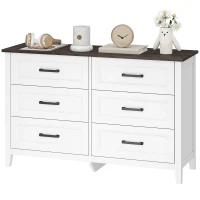 HOMCOM Wide Dresser for Bedroom with 6 Drawers Storage Chest of Drawers for Living Room, Closet, Laundry, Entryway(m-2)