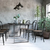 HOMCOM Metal Table Legs Set of 2, Square DIY Furniture Table Legs with Screws and Floor Protectors(m-1)