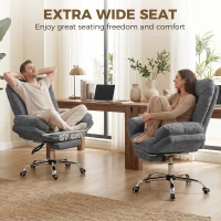 HOMCOM Criss Cross Chair with Wheels, Waterfall Armrests, Overstuffed Wide Office Chair with Footrest, Dark Grey(m-4)