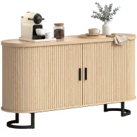 HOMCOM Fluted Sideboard Buffet Cabinet, 55" Modern Coffee Bar Cabinet with Sliding Doors and Adjustable Shelves, Natural(m-13)