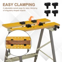DURHAND Foldable Work Bench w/ 4 Adjustable Clamps, Carpenter Saw Table(m-7)