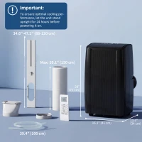 HOMCOM 14000 BTU 5-in-1 Portable Air Conditioner with Cool, Heat, Dehumidifier, Fan, Sleep, WiFi Voice Control, Black(m-3)