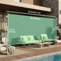 Outsunny Retractable Side Awning, 165" x 73" Outdoor Privacy Screen, Water-Resistant, UV 50+, Dark Grey(m-3)